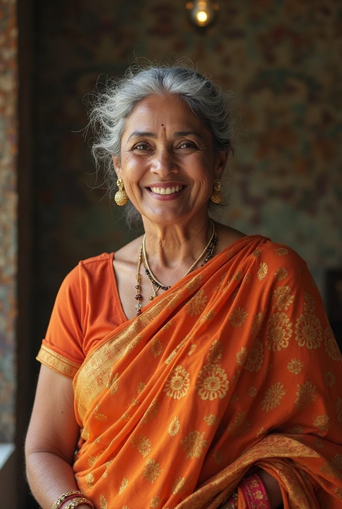 Indian aunty in sleeveless saree beautiful age 45