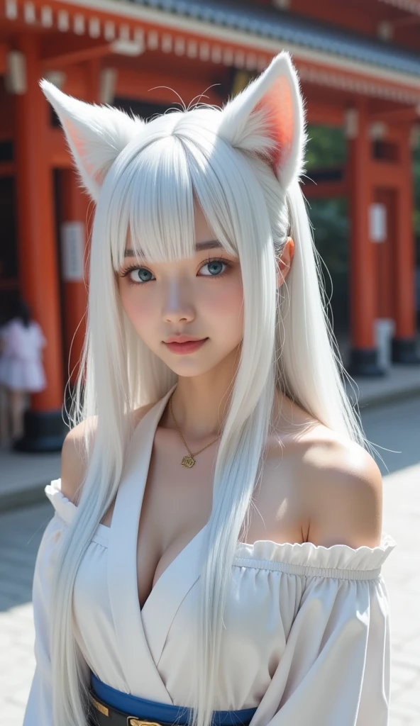 10-year-old girl、Baby Face、classmate、whole body、(White Tigerの毛皮、Fluffy fur:1.5)、Small breasts、Small breasts、Pink nipples、smile、bangs、Long Hair、(White Tiger、Fox Ears、Silver Hair、Crystal clear hair、Smooth Hair:1.5)、Put your hand in front of you、The light shines on my hair、Light Hair、Silky Hair、Shiny Hair、The body is slim、RAW Photos, (Highest quality、masterpiece、Realistic photos:1.2)、Dramatic lighting、Bright lighting、Very detailed、Realistic skin texture、Beautiful eyes in every detail、Blue colored eyes、Ice Country、Rime on trees、Arctic、(Detailed Background、Written boundary depth:1.2)、