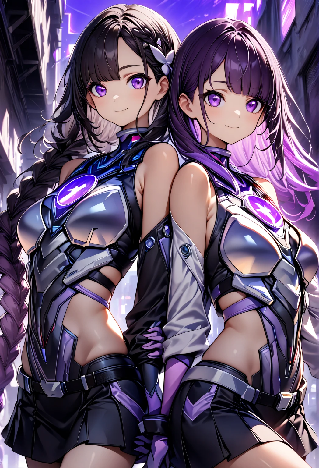 Transcendent beauty illustration、Female Officer、((Muscular beauty :1.5))、８K、(Super Giant Chest :1.5)、Muscle Murasaki Shikibu、street fighter,mechanical suit,alien hunter,Metal Body Armor,Space Detective,Laser Blade,