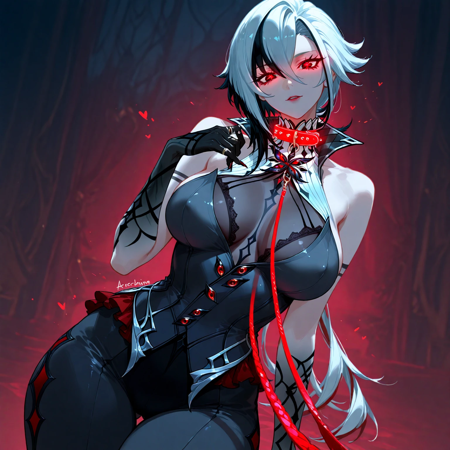 (masterpiece, best quality, perfect face, (beautiful and aesthetic:1.2), extremely detailed, highest detailed face), (beautiful dark elf warrior, (messy hair:1.4), (red eyes:1.2), (flawless pale skin:1.3), (gray skin color:1.6), fake breasts, (narrow waist), (thick thighs), wide hips, long legs, (slender body:1.2), (wields enchanted daggers:1.2), ((very skimpy outfit)), ((dark fantasy background)), (high quality, hyperrealistic, CG, unity, 4k), ((body covered in re tattoos)),