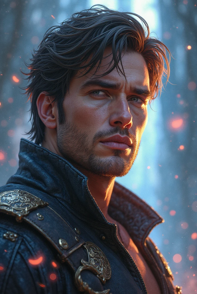 Change background to battlefield, mythological face and body, realistic, 4k