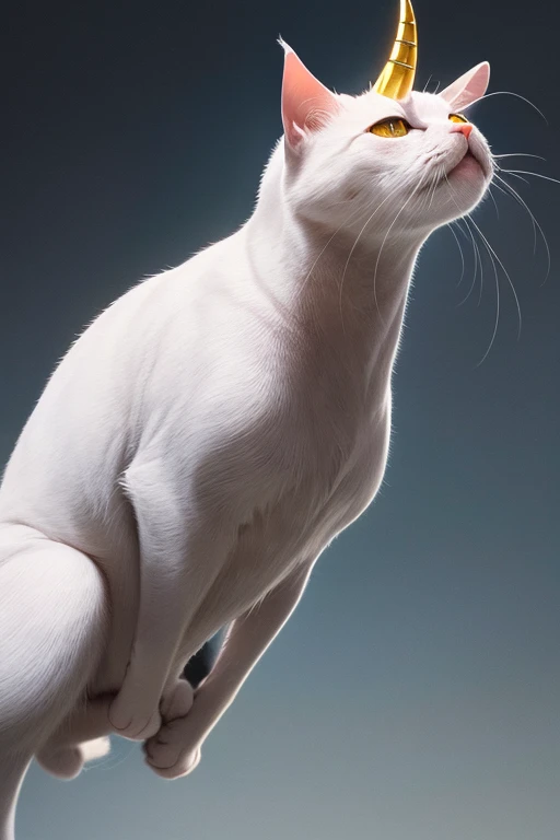 Cat looking up with a white background
