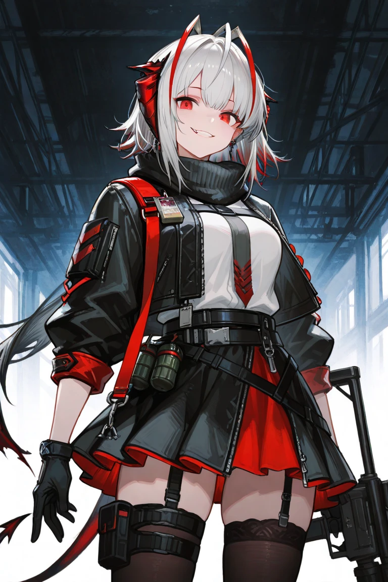Female, White hair, purple eyes, Old Glove, 160 cm, 18 years, Red Hair Skull Band, Horned Skull Mask, Turtle's Baseball Bat (Wired), bone armor ,Tomboy, wasteland