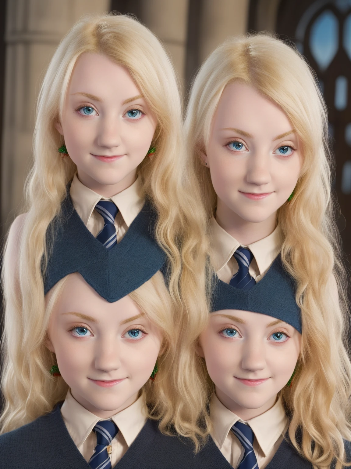 There is a BLONDE girl holding two apples in her hands, eating rotten fruit, holding an apple, with apple, apples, girl wearing uniform, children, photo bank, children, red apples, snow white portrait, wearing school uniform, wearing a school uniform, one holds apple in hand, 3/4 see portrait, children, bank image --auto --s2