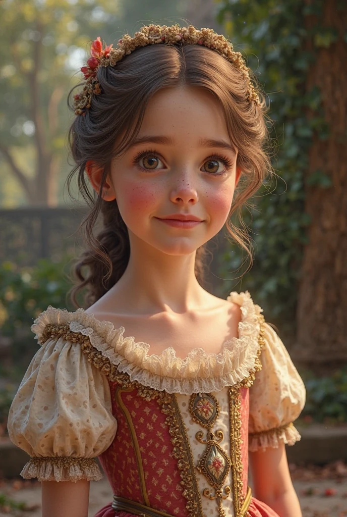 High definition, portrait, girls with dark hair, , yellow eyes, smile, tiara, portrait, ballroom in the background, realism, fantasy