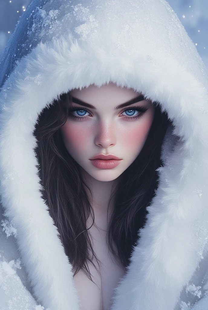 tamzenefull portrait, masterpiece, best quality, highest quality, (realistic lighting:1.004), nsfw, light particles, low angle, perfect face, intricate (high detail:1.1), official art, (1girl solo), Christmas model, seductive_style, earrings, snow, winter, looking at viewer, shirt, short hair, (fur coat), winter_forest_ background,