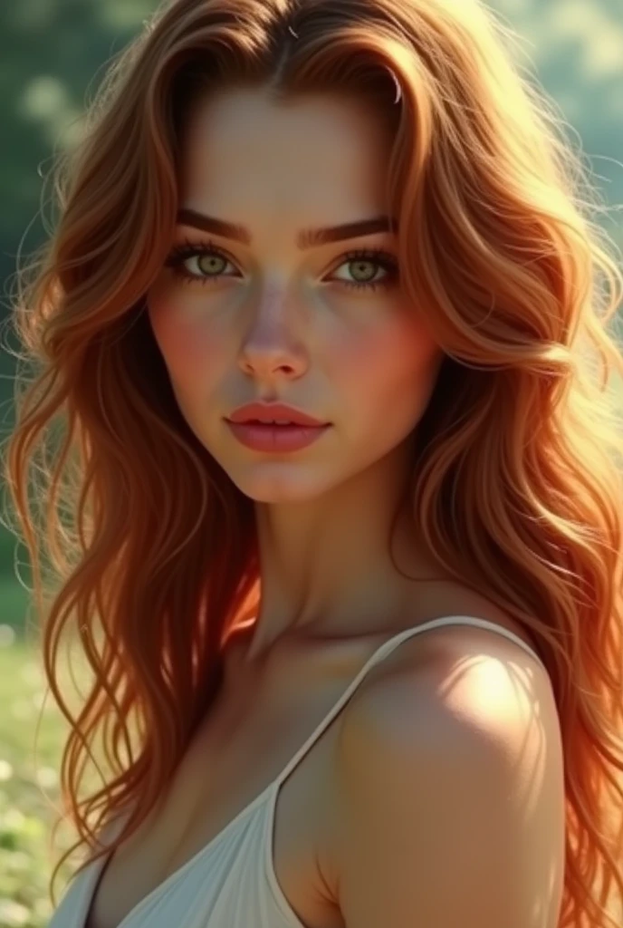 beautiful redheaded Caucasian girl, on an overhanging rock, lake in the background, photorealistic, photo, masterpiece, realistic, realism, photorealism, high contrast, trendy photorealistic digital art on Artstation 8k HD realistic high definition detailed, detailed, skin texture, hyper detailed, realistic skin texture, in nightie, best quality, ultra high resolution, (photorealistic: 1.4),, high resolution, detailed, raw photo, sharp re, by Lee Jeffries Nikon D850 film Stock Photography 4 Kodak Portra 400 camera F1.6 rich lens colors texture hyper realistic dramatic lighting Unrealengine trend in ArtStation Cinestill 800,