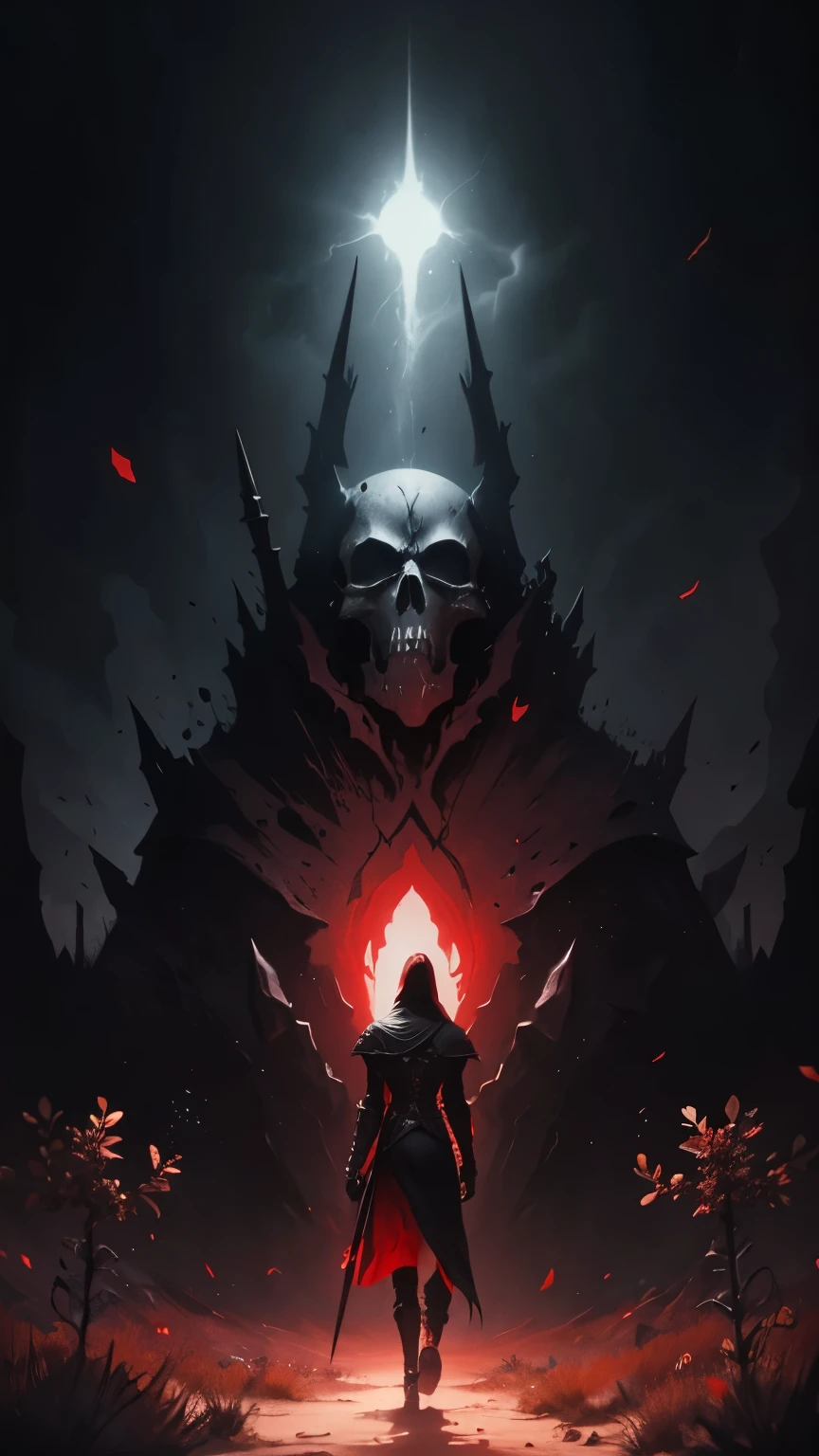 There was a man standing in a cave,Eyes are red, An ominous fantasy illustration, Concept Art Wallpaper 4K, 4K resolution concept art, Glittering red eyes, 4k fantasy art, Red glowing eyes, 4k concept art, 4k concept art, intense watery Glittering red eyes, Detailed 4k horror artwork, Red eyes glow, Concept Art 4k