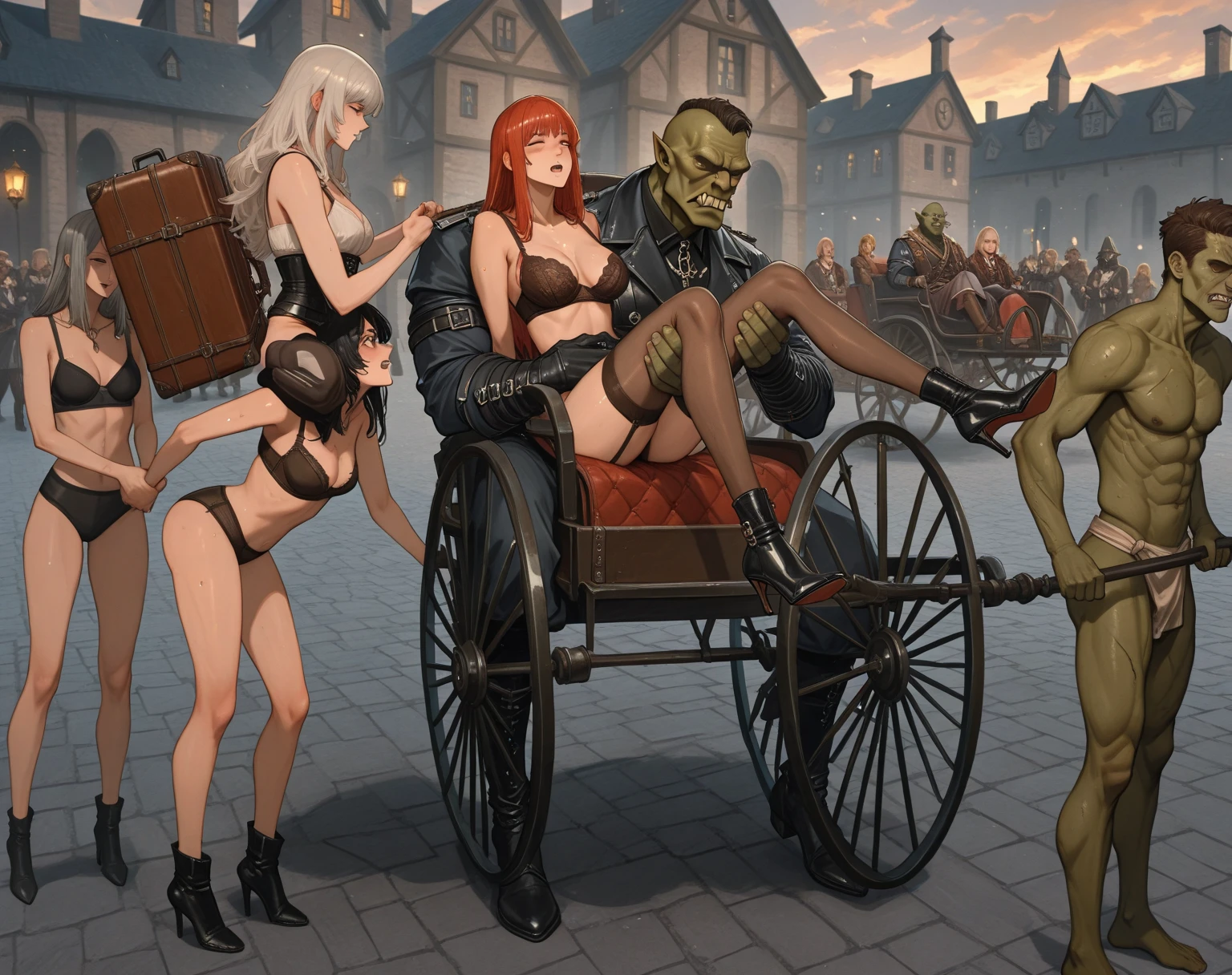 Masterpiece, (((ghostriding))), (((a ghost is riding a girl))), ghost, (((all four))), 1 girl, (naked:1.1), (Nose hook), rein, shirt collar, chain, rope, obey, dazed, happy, smile, Sangvis Ferry, hair accessories, long hair, white hair, Twintail, hair ribbon, yellow eyes, Destroyer, Girls' frontline, small breast, Pale skin, expressionless, Emotionless, ดวงempty eyes, empty eyes, mind control