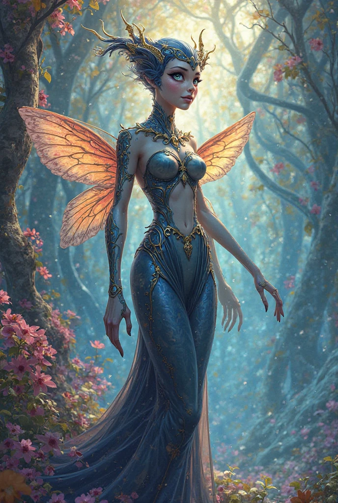 a woman with a wreath and wings on her head, personagem de fantasia hiperdetalhado, arte de fantasia digital ), arte de fantasia detalhada, arte fantasia behance, arte digital de fantasia detalhada, wlop intrincado, arte de fantasia digital, bela arte de fantasia, mulher da fantasia, arte estilo fantasia, Retrato de uma fada, estilo de arte de fantasia, amazing fantasy art, arte digital fantasia arte, arte digital de fantasia