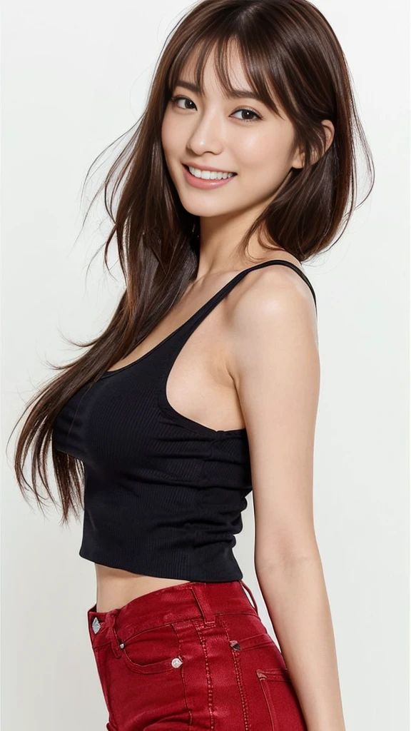 Beautiful teenager, incomparable beauty ,topless:1.2, looking to the camera, cinematic lighting, perfect,, high resolution skin:1.2, realistic skin texture, beautiful 15-year-old girl、a small face、small gold hoop earrings, off the shoulders, 32c breasts, hazel eyes, very black hair on my shoulders, dark black hair、Full body photo、neutral background , looking straight at the target and with a nice and pleasant smile
