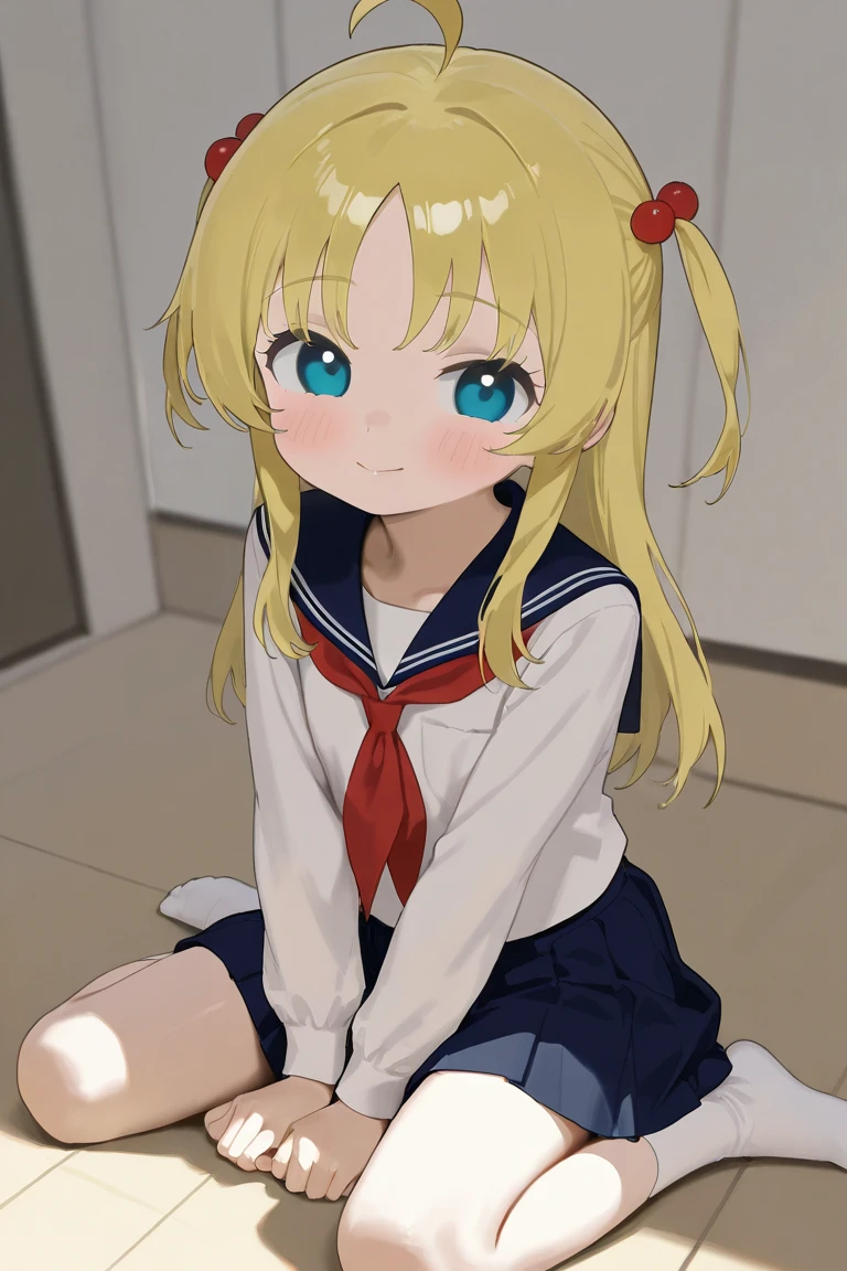 smile, :3, Highest quality、Blue Uniform、Primary school students、skirt open、Long wide skirt、cute、No pants、blush、Sex、Watery eye、Sex、Creampie、spring、Drooling pulls a thread、Semen overflow、Cum String、A lot of semen、Penis insertion、Wet、Anime H、Anime Images, Sexual intercourse cross section