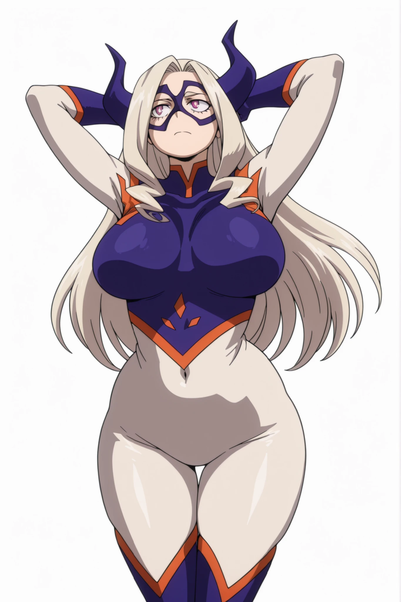 -anime style- -artwork- -super high quality- -4k- A tall woman the size of a tree, white skin, long white hair, bright blue eyes, sexy body, red horns, tall body, breasts, butt and very large waist, dressed in a Japanese teacher's clothes, teacher's pants, standing at the blackboard with numbers
