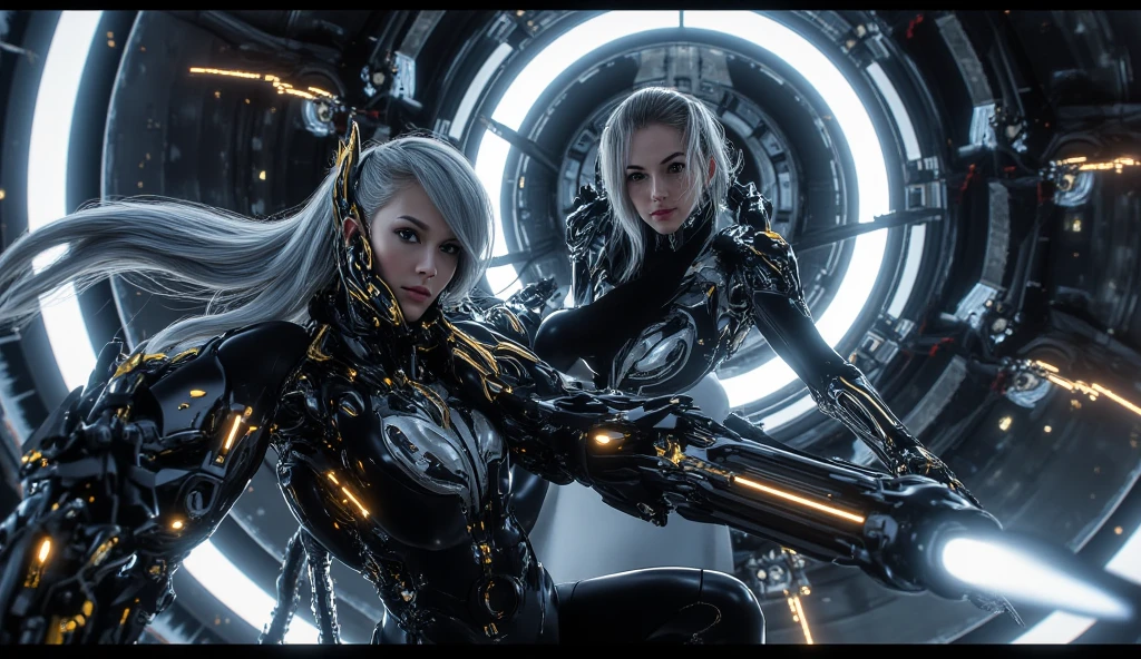araffes in a white suit and a woman in a white suit, highly detailed vfx scene, ash thorp, yelena belova, 2 d animation, by László Dombrovszky, syndicate(2012), futuristic suzuki, anthropomorphic _ humanoid, cinematic battle, avatar ( 2 0 0 9 ), cyborg --ar 16:9 --auto --s2