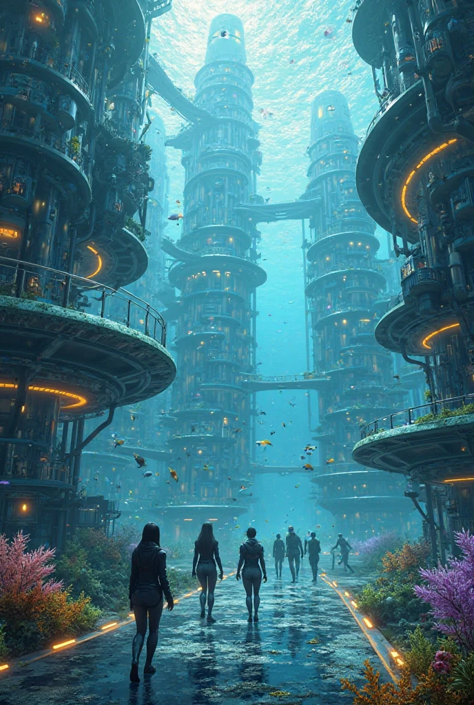 Modern city at the bottom of the sea - SeaArt AI