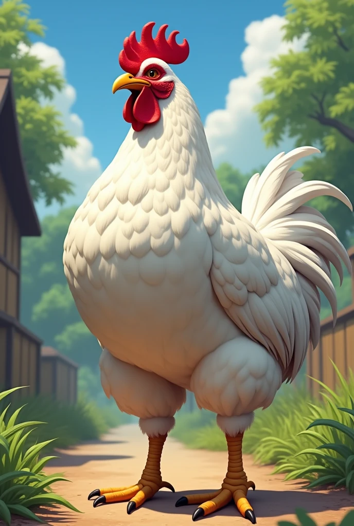 Solo, Furry, Anthro, Chicken, Female, E621, Naked, Standing, Light Skin, Big Curves, Front View, Hands Behind Back, Huge Ass, Huge Breasts, Plain Background, By shmutzo
