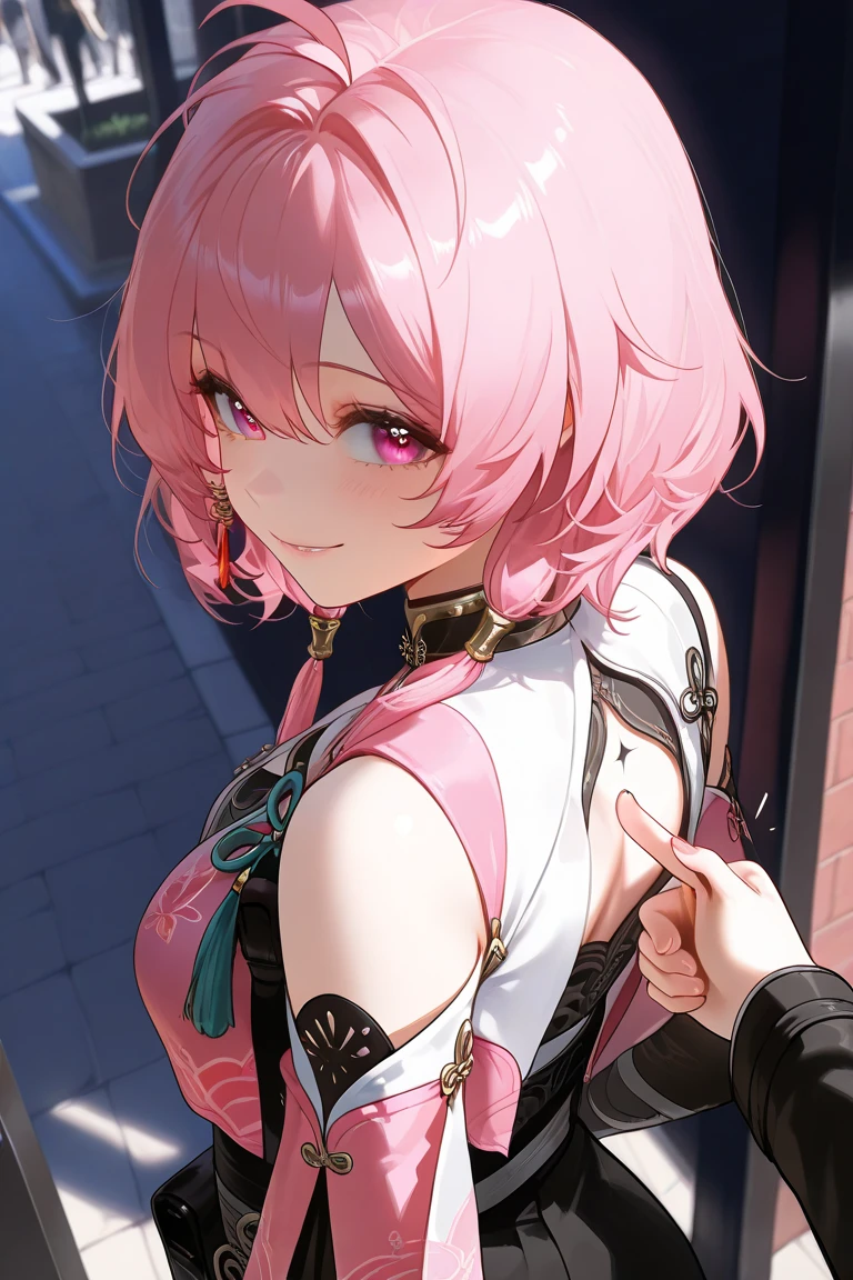 Light pink delicate hair,Sexy big breasts,Affectionate fan eyes,Rabbit ears,dual horsetail