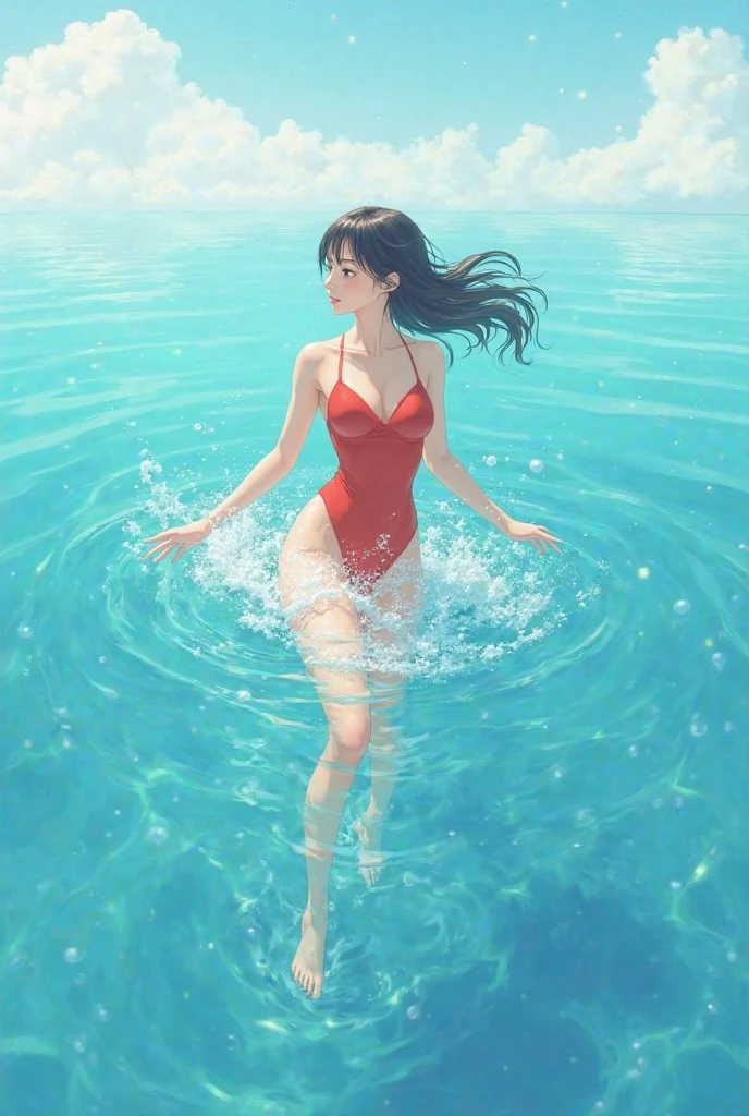 1girl,solo,cute,bikini,cleavage,outdoor,in pool,water splash,brilliant water,sunshine