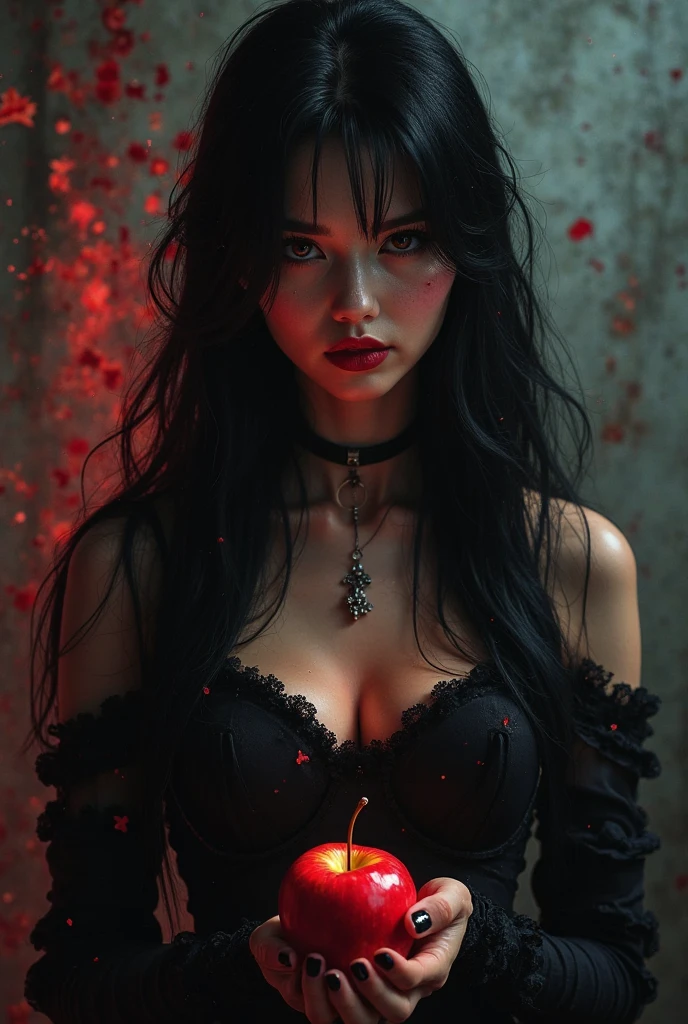 ((blood, dismemberment, disgust)), girl, (the pentagram), curved demonic horns, gothic dress, (red tone, fire in the background), slate atmosphere, cinematic, dimmed colors, dark shot, muted colors, film grainy, lut, spooky,huge of boob,big boob,naked pic