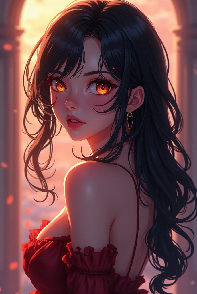 sensual gorgeous Fursona girl , colorful vivid,  expresive beautiful eyes, with the sun setting in the background. Roxy Paine Loish , Anne Bachelier portrait style,intricate, highly detailed