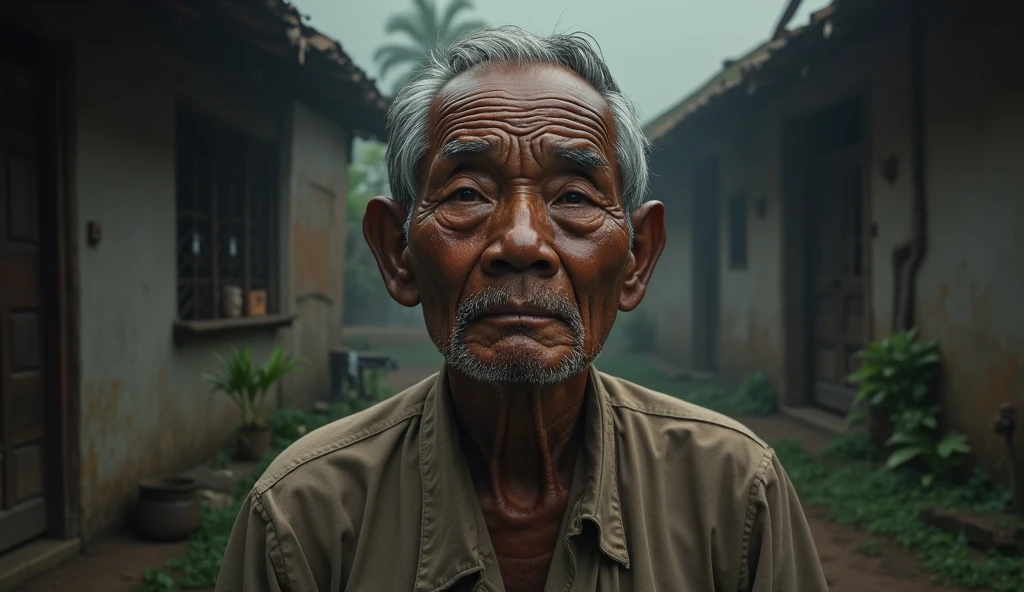 an old Indonesian man,My body droops blankly staring at the sky motionless in the dark My eyes are blind, ears are closed, Nose is blocked, mouth is gaping, Opening a gaping wound, Opening a blind eye, Opening an ear chamber, Opening a blind eye, yes