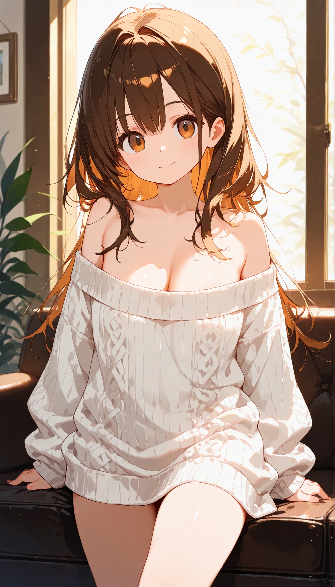 ((of the highest quality)), ((masterpiece)), ( details), 1 girl, off-shoulder sweater,