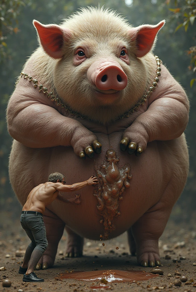 A hyper realistic, ultra detailed image, (((((nude, side view, feral, adult women, feral pig, lying on back, crouching on all fours, human women, duo, facesitting))))), realistic, detailed background, (((((women, feral pig, crouching on all fours, excessive urine on face, facesitting)))))
