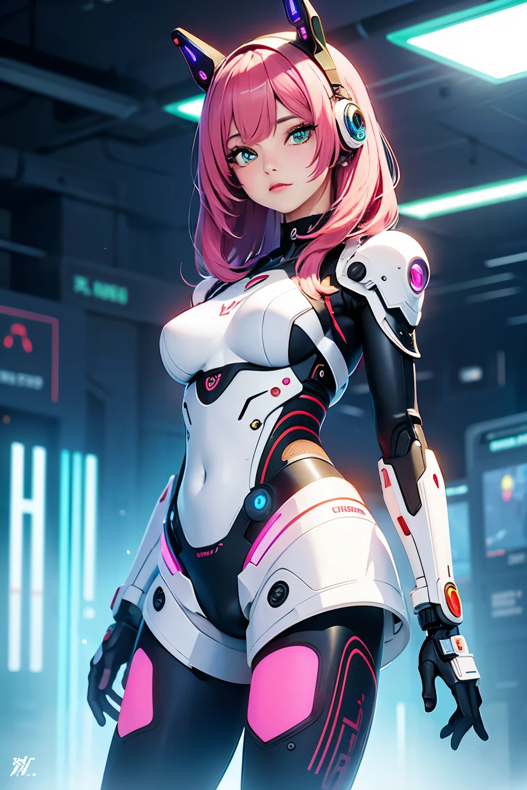 1girl, (masterpiece1.6, perfect face1.6), ((long purple hair)), (white skin tone), ((((glowing blue eyes, perfect anatomy)))), ((perfection)), small figure, (((shiny skin, realistic skin texture, 90s style))), ((((cybernetic arms)))), 8k, 4k resolution, highly detailed, (beautiful mature woman1.4, squinted eyes), (((cowboy shot))),
