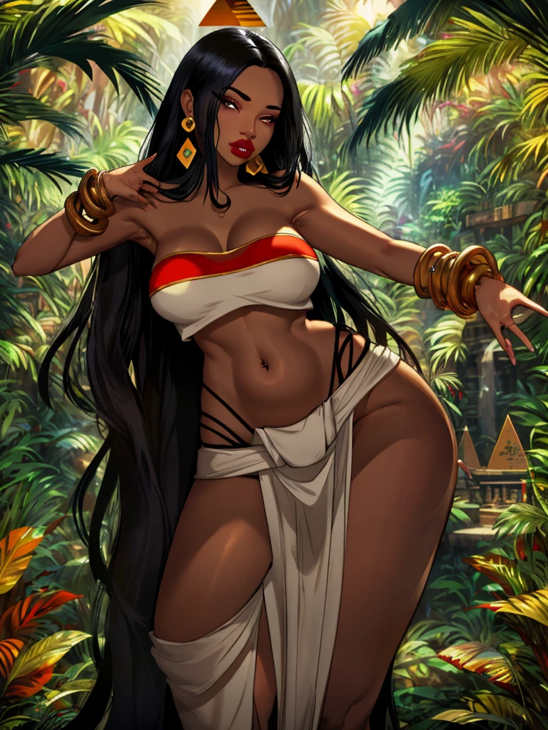 (dark brown skin:1.3), ((borneo tribal girl sitting naked)), wearing tribal head dress and accessories, sitting bathing naked in the river, show vaginal and breast, hyper realistic, lifelike texture, Wild Xavante India, extreme tanned skin, full body image, extreme long black straight hair messes over naked , huge macaw blue parrot feather headdress, East Asian original art character design, 1girll, Solo, Gray-haired, full bodyesbian, hair adornments, mythology,epic fantasy art, big cheeks, long legs, curvy, indigenous yellow and green breast painting, breast painted blue and yellow, indigenous yellow and green facial painting, Long hair, Gradient, full body image centered around the buxom young miller's exceptionally attractive with big breast and reavling exposed cleavage with wide hips and narrow waist and exuding an alluring and voluptuous physique that radiates warmth and sensuality, gisele bundchen, cheerfull and happy expression on her face, hyper-realistic photography portrait, beautiful lips,detailed large eyes, Her eyes are a striking and inviting feature, realistic body details scar and fracture, extreme abnormally huge , erotic fantasy, tranquil flower princess with soft hair dancing in the wind and intricately braided. Her sweet face has puffy, kissable lips and stunning, highly realistic eyes, hires eyes, 8k eyes, beautiful detail eyes, realistically shaded eyes, dazzling big eyes and realistic eyes in vibrant colors. She is wearing delicately detailed colourful fabric of gossamer silk and satin, beautiful flowers of varying sizes and colors, with delicate flowers dancing in the wind and creating a dynamic and compelling image
