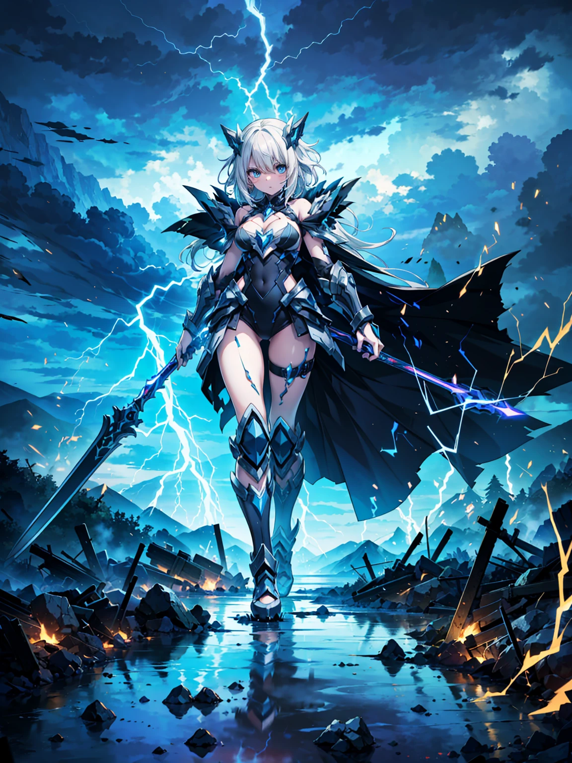 top-quality、Top image quality、​masterpiece、Teenage girl((Black jacket、black mechanic body、Shining red body line、Black Bikini Armor、18year old、 Ager、Best Bust、big bast,Beautiful light blue eyes, Long Blonde Hair、A slender,Large valleys、Reflecting the whole body、black mechanic helmet、Black visor、mechanical red sword、Black wings、rear cable、mid air、flying though the air,fighting poses)),hiquality、Beautiful Art、Background with((research complex、Mechanical Laboratory、bio research、Burning ground、Fire Dragon))​masterpiece、depth of fields,Anime style