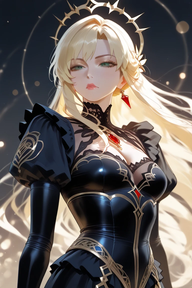 (Huang Li、high quality、Extremely detailed),Constellation - Libra goddess,Huge Libra,Woman stroking the scales,Similar to Latin goodness,brave,capricious,Productivity,The face of enterprising and humanitarianism,Yellow hair,Ancient Greek costumes、Wrap Dress,The background is the universe,Crystal brown eyes(Eyes Details),Powerful appearance