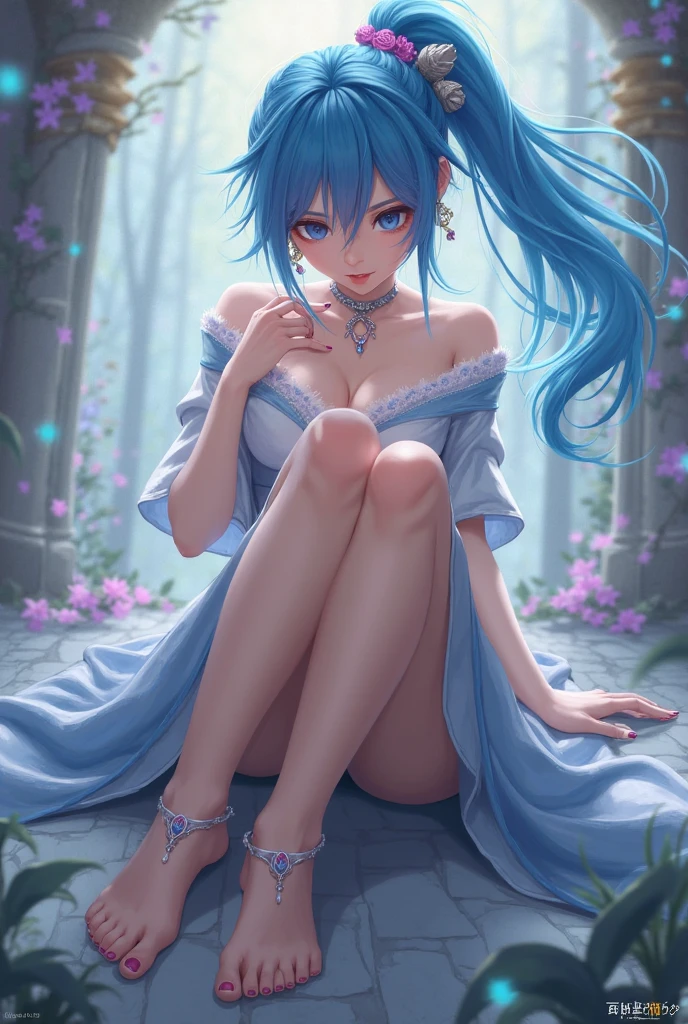 Background blue, blue flowers, witchcraft, Dark Fantasy,