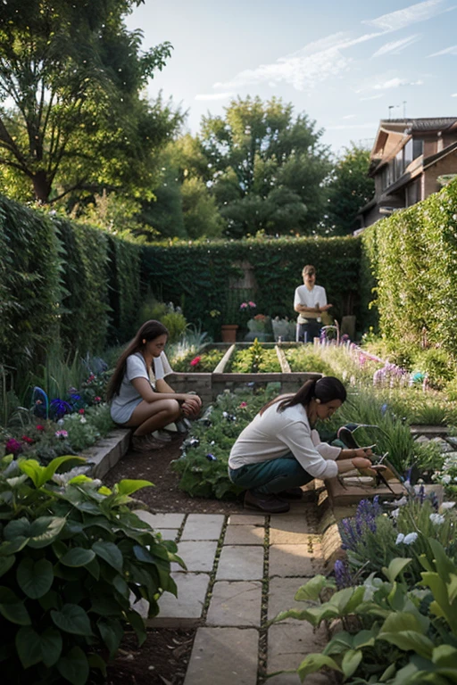 people working in the garden