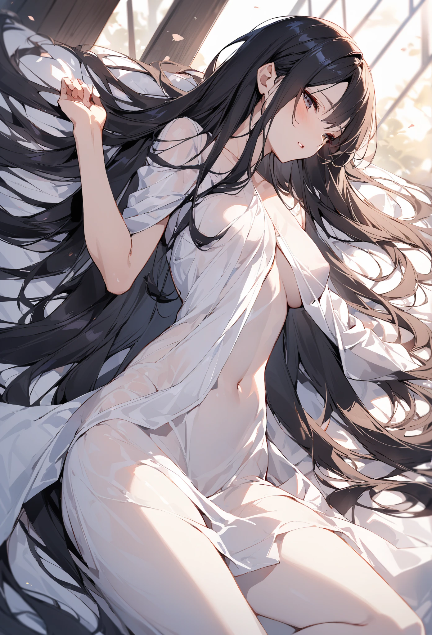 with torn clothes naked