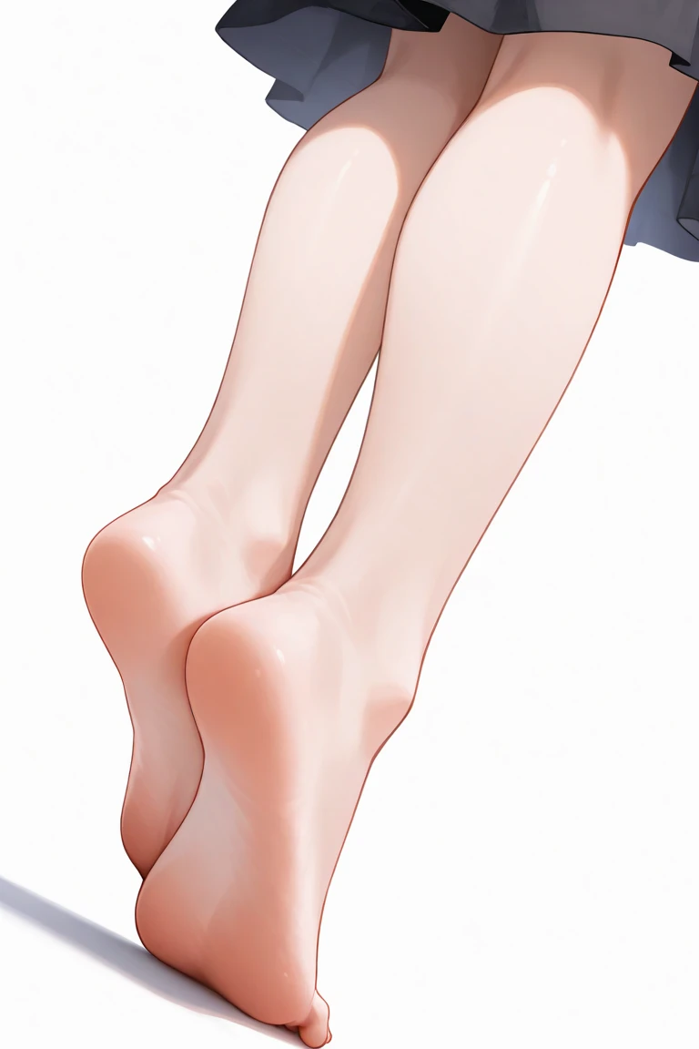 best quality, expressive eyes, perfect face, anime girl black hair and black shiny bunny ears, goddess, white flowy dress, brown eyes, whole body in image, big breast show thighs and lower body, show legs holding them, show feet