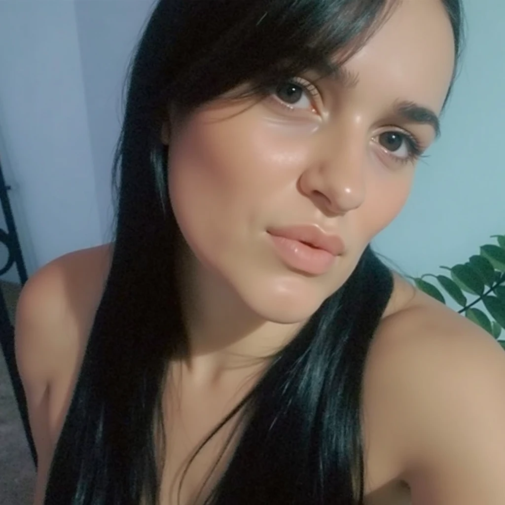 gorgeous woman, long hair, naked in bed, breasts big, big-ass, showing her open pussy