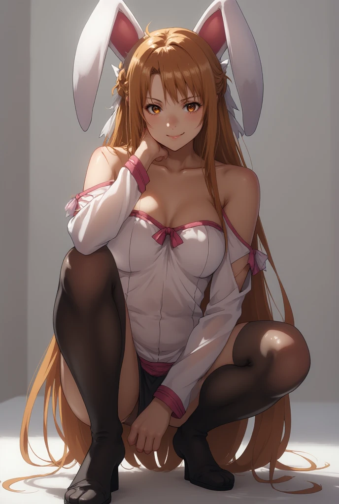 masterpiece, highest quality,beautiful eyes, beautiful hair, beautiful face, beautiful skin, alone, 1 girl, High leg, , erect nipples, high heels, anime girl, whole body, shiny, shiny, winding, beautiful breasts, High legレオタード着衣, See-through,fake bunny ears, barefoot,
