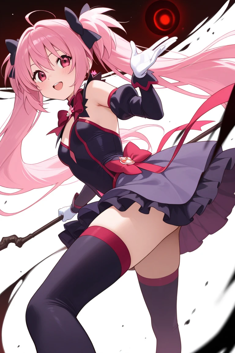 女性は紺のメイド服を着てskirtをめくりながら街を歩いている, alone, skirt, panties, underwear, (shiny dark pink satin panties:1.3)、横紐レースpanties that cover the butt、Liar, Thighhighs,skirtを自分でめくっている, think back, realistic,Looking up angle from the back