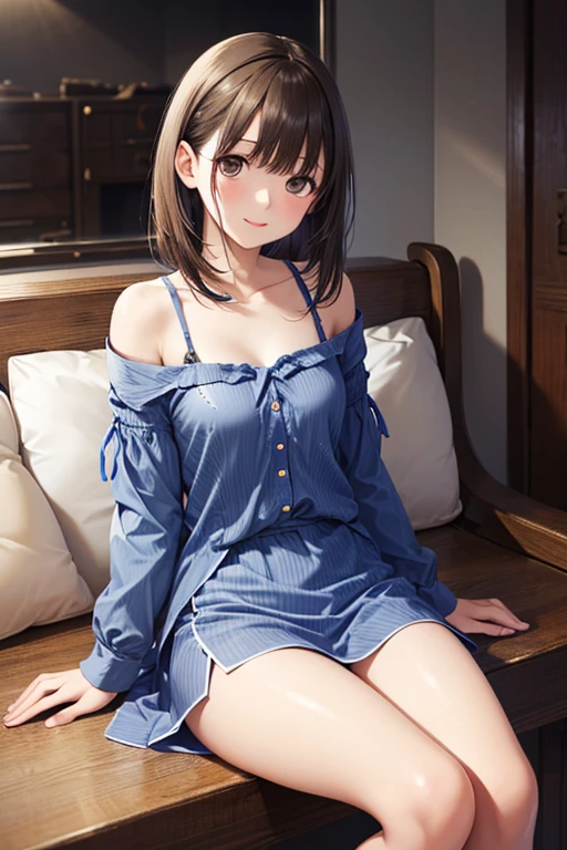 (masterpiece, best quality:1.3), 1 girl, 独奏, teenager,(top quality eyes:1.3),18 year old girl、Idol-style in your own home。A girl wearing a sparkly top and a fluffy tulle skirt。Wear a ribbon hair band、Wearing colorful socks。In the background there is a bookshelf and a window.、The outside view can be seen from the window。The room has a dressing table and a bed.、A girl is posing in front of it