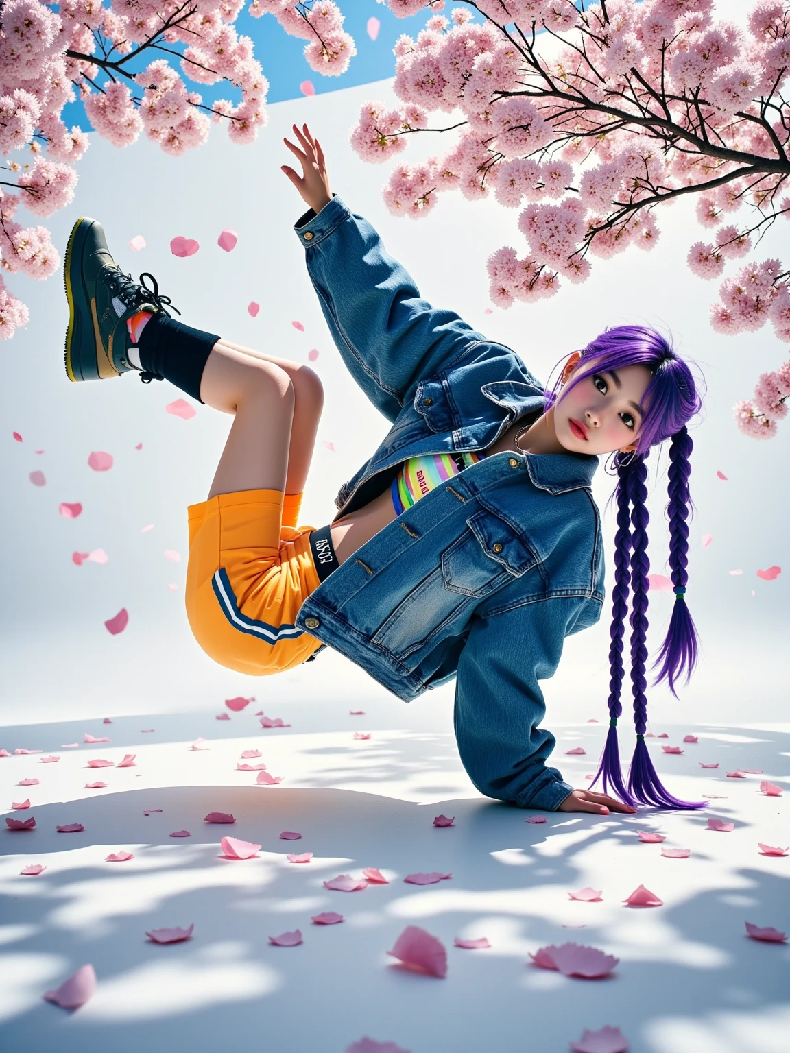 Character from the movie fun mind I want her with colorful hair Nike outfit in 3D