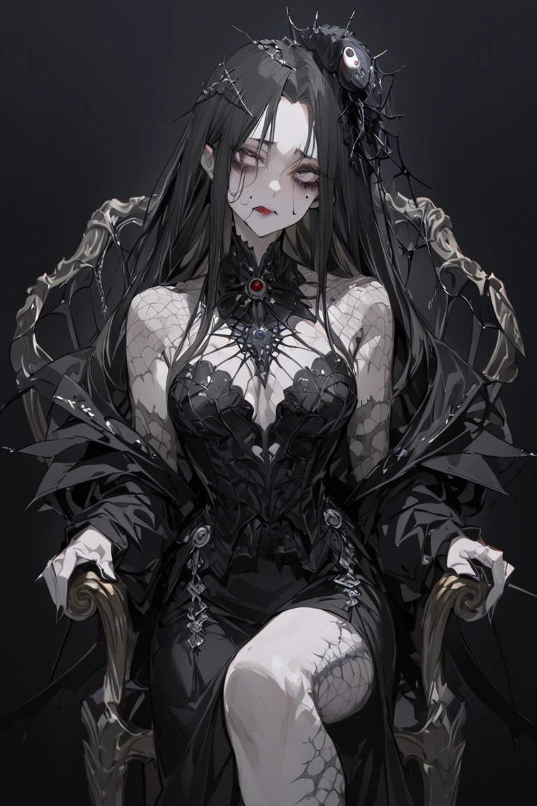 prompt zombie woman with long black hair and full body