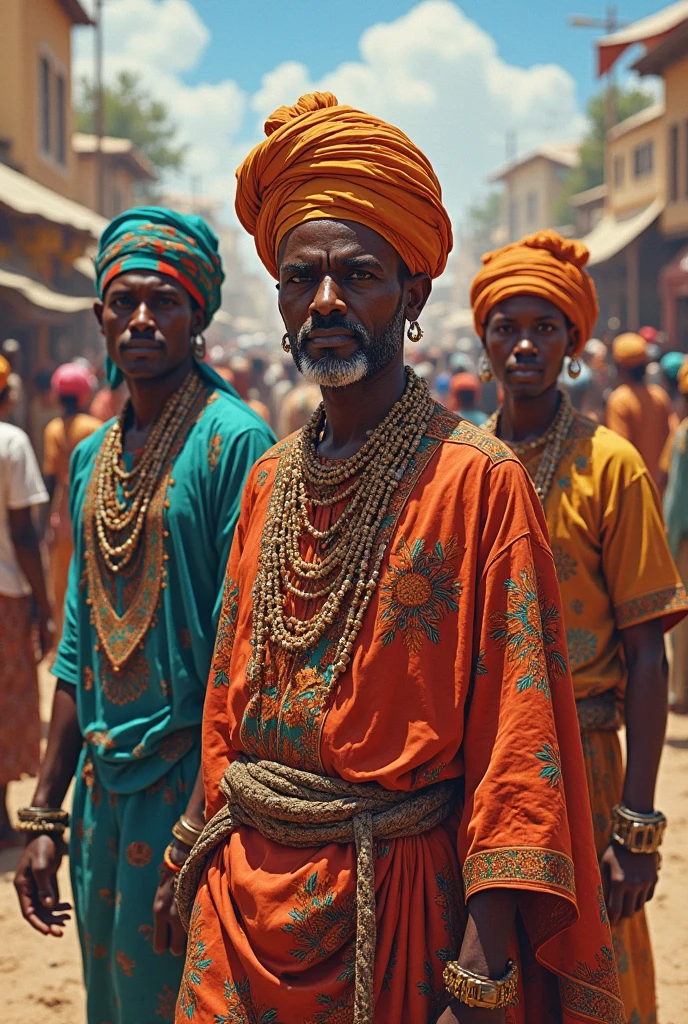 Ethiopian brave men wearing traditional clothing