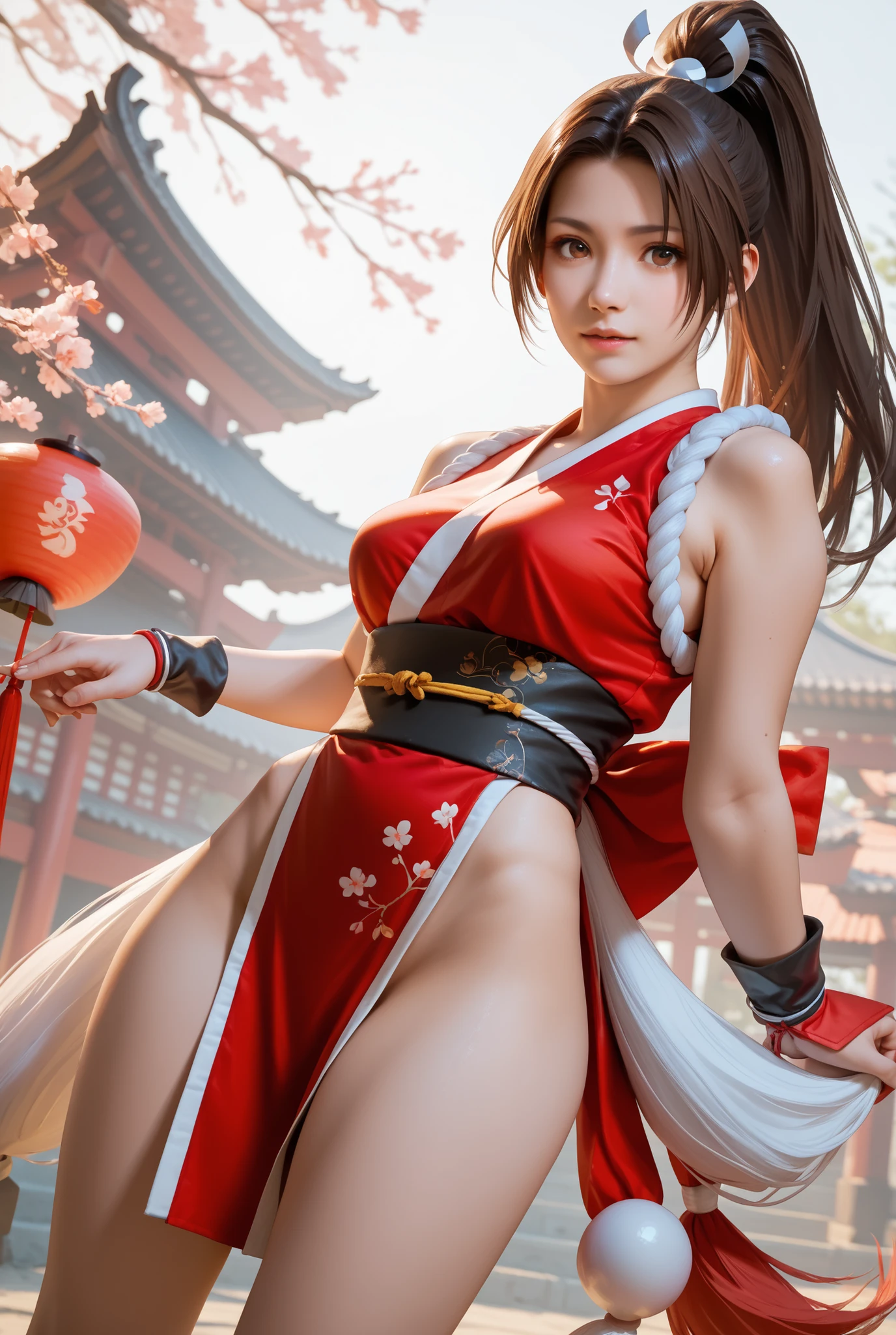 anime girl with a fan and a red outfit on, mai shiranui, yoko matsugane as mai shiranui, akali, bian lian, inspired by Ju Lian, seductive tifa lockhart portrait, portrait of tifa lockhart, tifa, style artgerm, ahri, artgerm and ruan jia, extremely detailed artgerm, cute face, beautiful, realistic, korean face, nude, sexy,