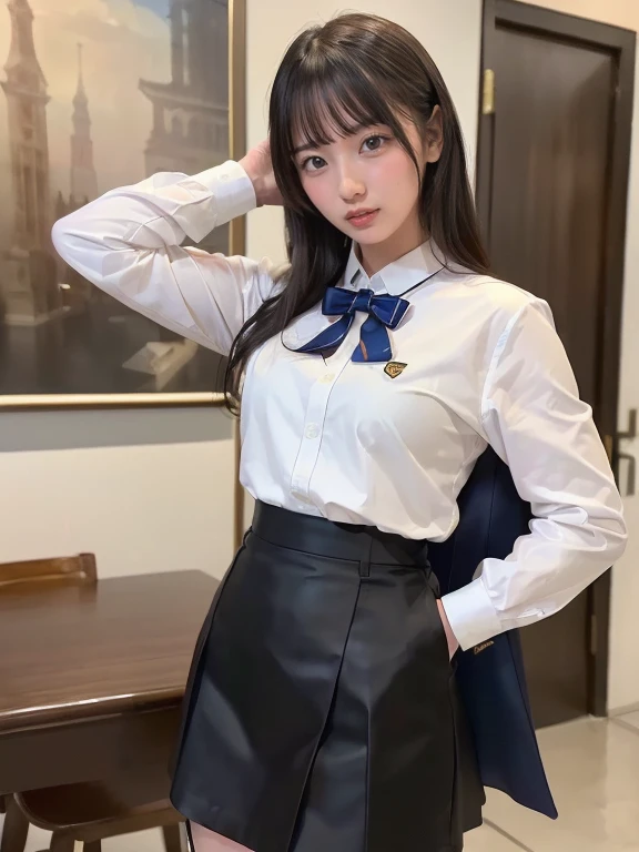 Gal, (Anatomically correct,),masterpiece, Highest quality, RAW Photos, Photorealistic, face, Unbelievably ridiculous, beautiful girl, cute, Blunt bangs, Written boundary depth, High resolution, 超detailedな, detailed, ighly detailedd, extremely detailedd eye and face, Sharp pupils, Realistic student, Sharp focus, Cinema Lighting, Pale, tanned skin,alone,woman,(panties), (school uniform:1.2),Loose socks,Wide Hips, ((Sensual;1.5)), Glamour, Big Breasts,Sunburn marks on tanned skin