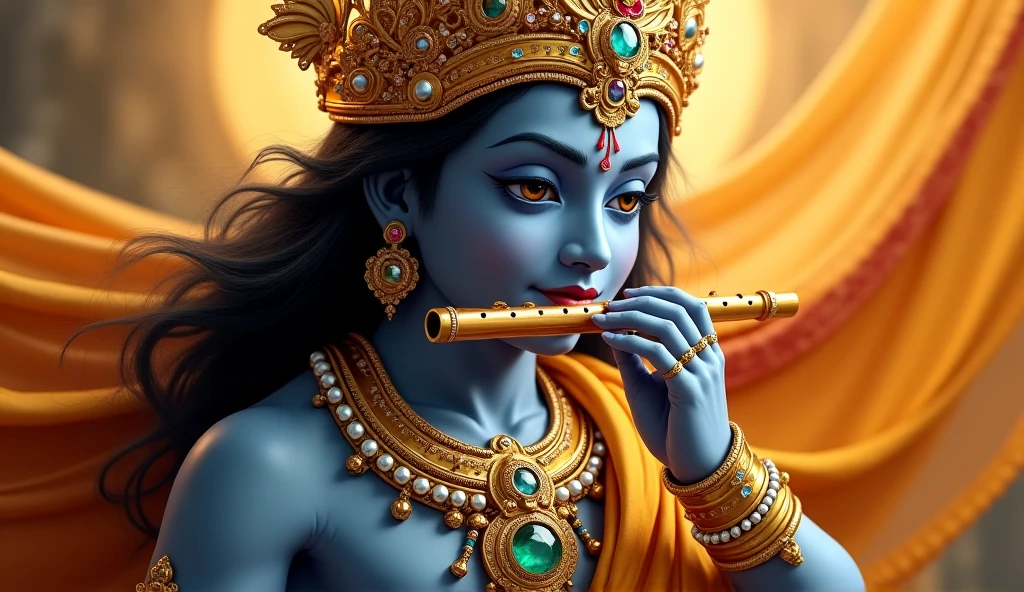 Lord Krishna holding a flute