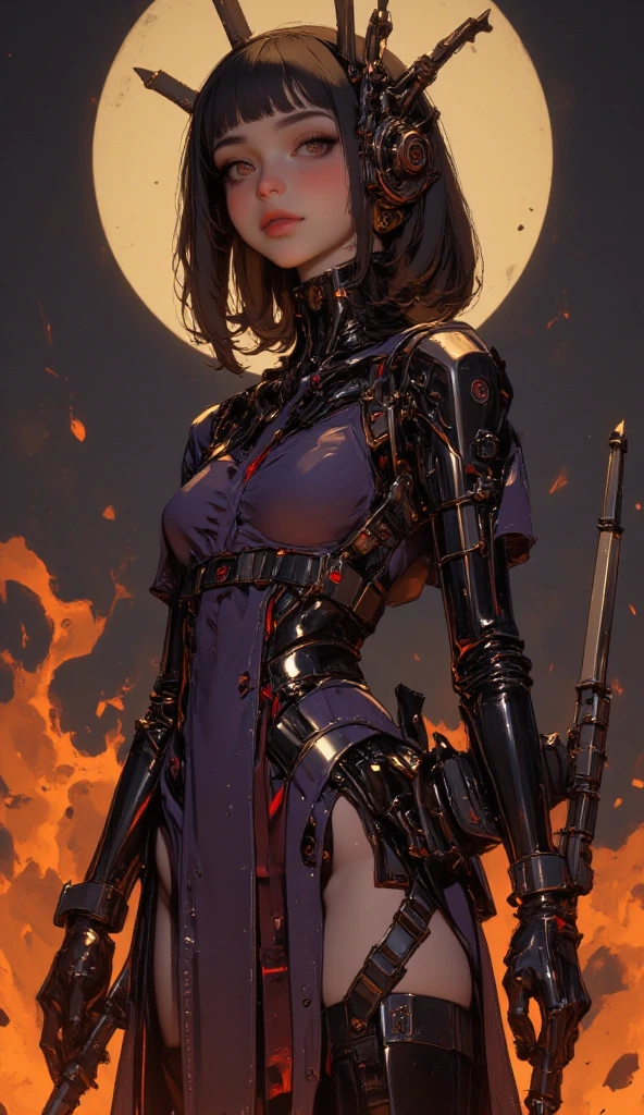 8k、Mecharoid with short black hair、Skeleton Mechanical Lloyd Girl、Girl with exposed bones、Detailed digital anime art、Glowing LED(effect)U3D rendering Character Art 8k、Photorealistic anime girl rendering、8k high quality detail art、2。5d cgi anime Fantasy artwork、Beautiful girl mechanical roid、Gwaise style artwork,超A high resolution,Ultra-realistic texture,masterpiece,Photorealistic RAW photos of the highest quality。Bright colors,Rich colors, Backlight, Cinema Lighting, Film Grain, to be born, 50mm lens, Nikon D850,Ultra-Realistic Skin,Fantasy art,Character Art,Ultra-high resolution,Realistic scale skins,Perfect hand shape,View your viewers,Beautiful expression,close,Camera eye effect with red left eye),Several mechanical parts are exposed., (Cute way to sit),