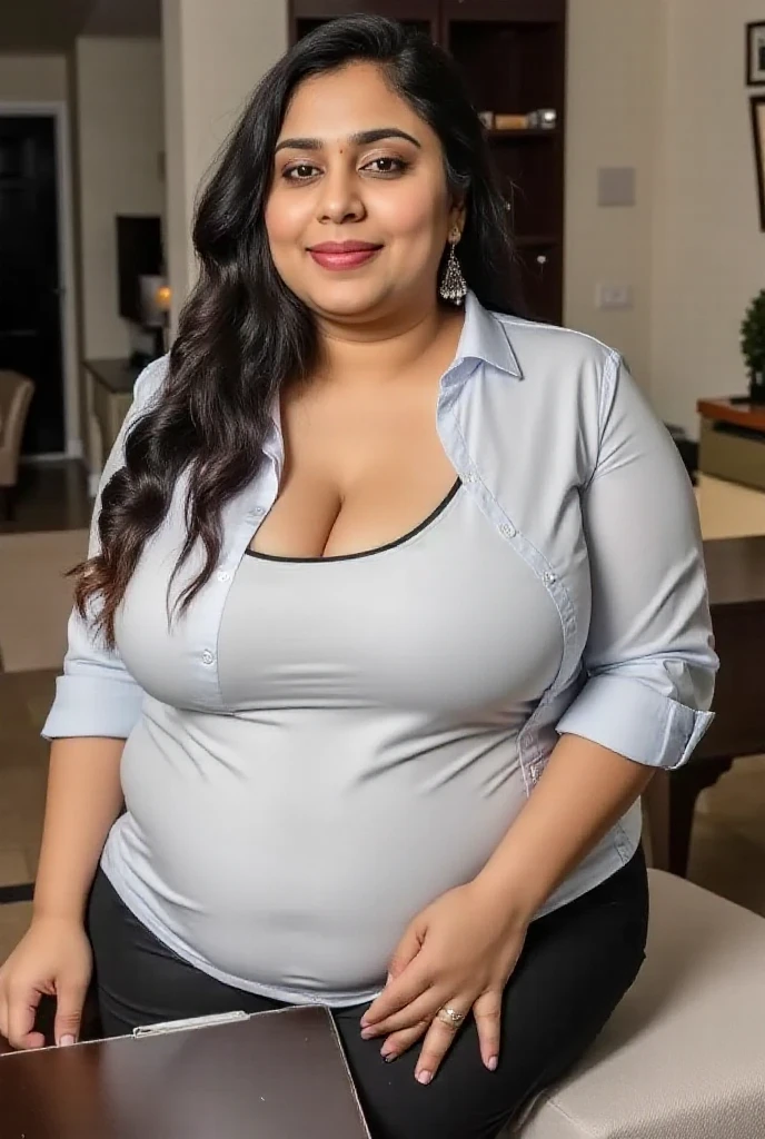 woman with bigger brea z+ cups
wearing wet black tshirt
with baka dace