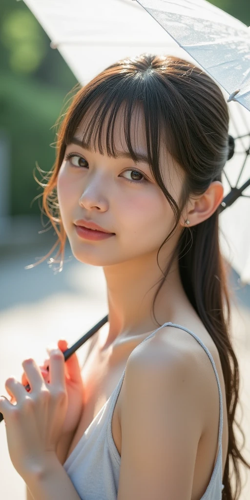 (((masterpiece))), highest quality, very detailed, detailed background, very beautiful girl, Japanese, 12, detailed face, bangs, (whole body:1.3), (random hairstyle :1.2), (young face), (perfect body:1.1), blouse, summer, In 8K, wallpaper, wonderful, finely, Super detailed, ultra high resolution, very detailed, pure erotic face, very detailed目と顔, beautiful and detailed eyes, very detailed肌, ((bold bikini)), no makeup, (natural skin), cowboy shot、16歳のbeautiful girl、beautiful girl