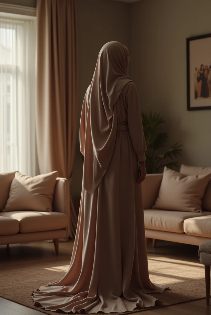 javanese, (((hijabi))), cleavage, reflection light, chiaroscuro, depth of field, cinematic lighting, wearing long light dress