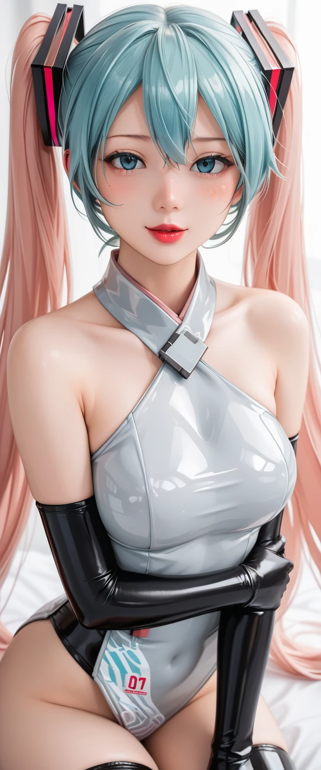 ((masterpiece)),upper body,(Have a photobook of blonde girls),(pink translucent latex zebra bikini),small breasts, (pointy breasts), (erect nipples:1.4), glistening skin,
BREAK
(silver hair),long hair,aqua eyes,12 years old,smile,Crowded Comiket venue,